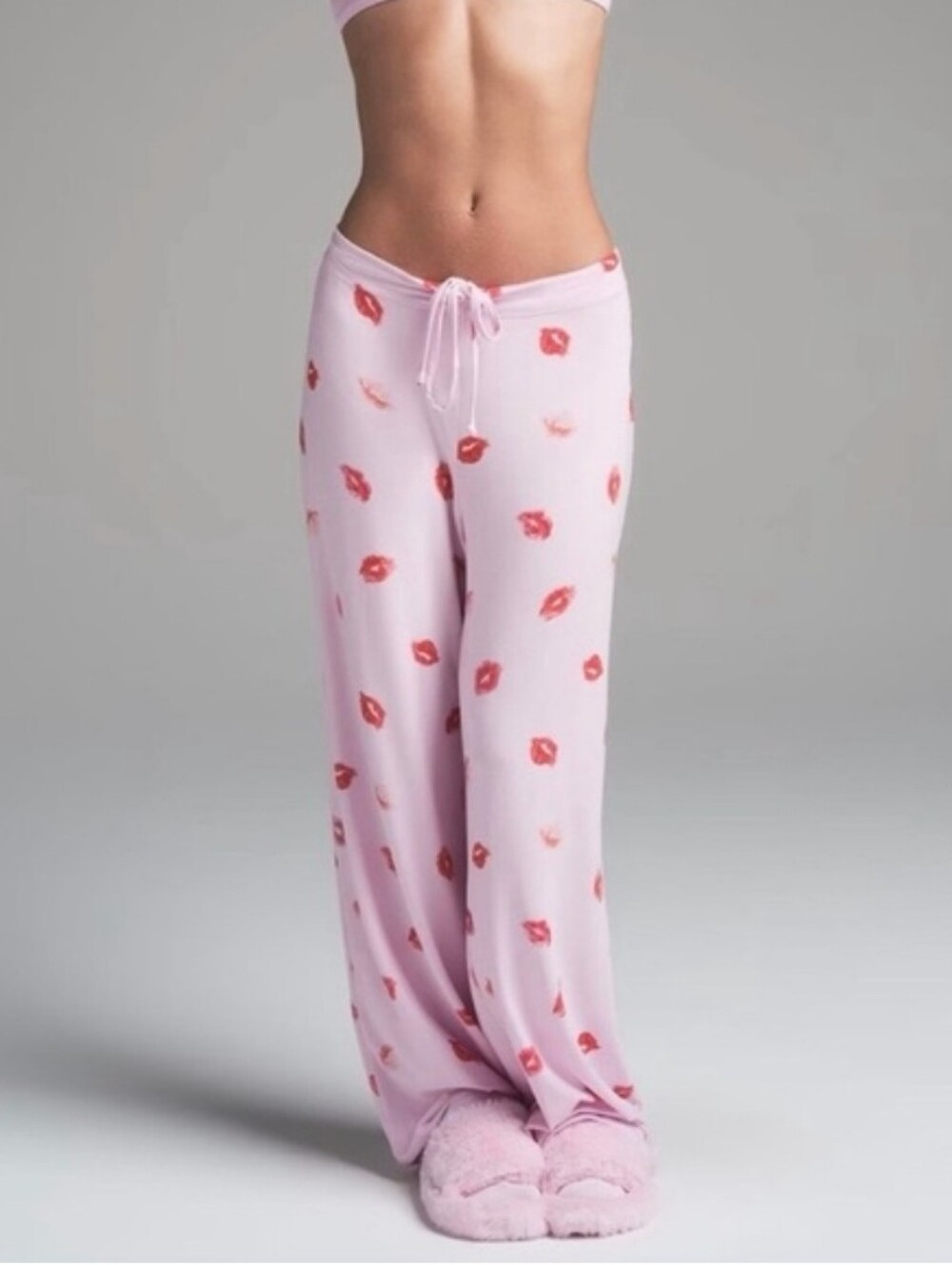 Skims Women's Pink Kiss-Print Lounge Pajama Pants Size 2X
